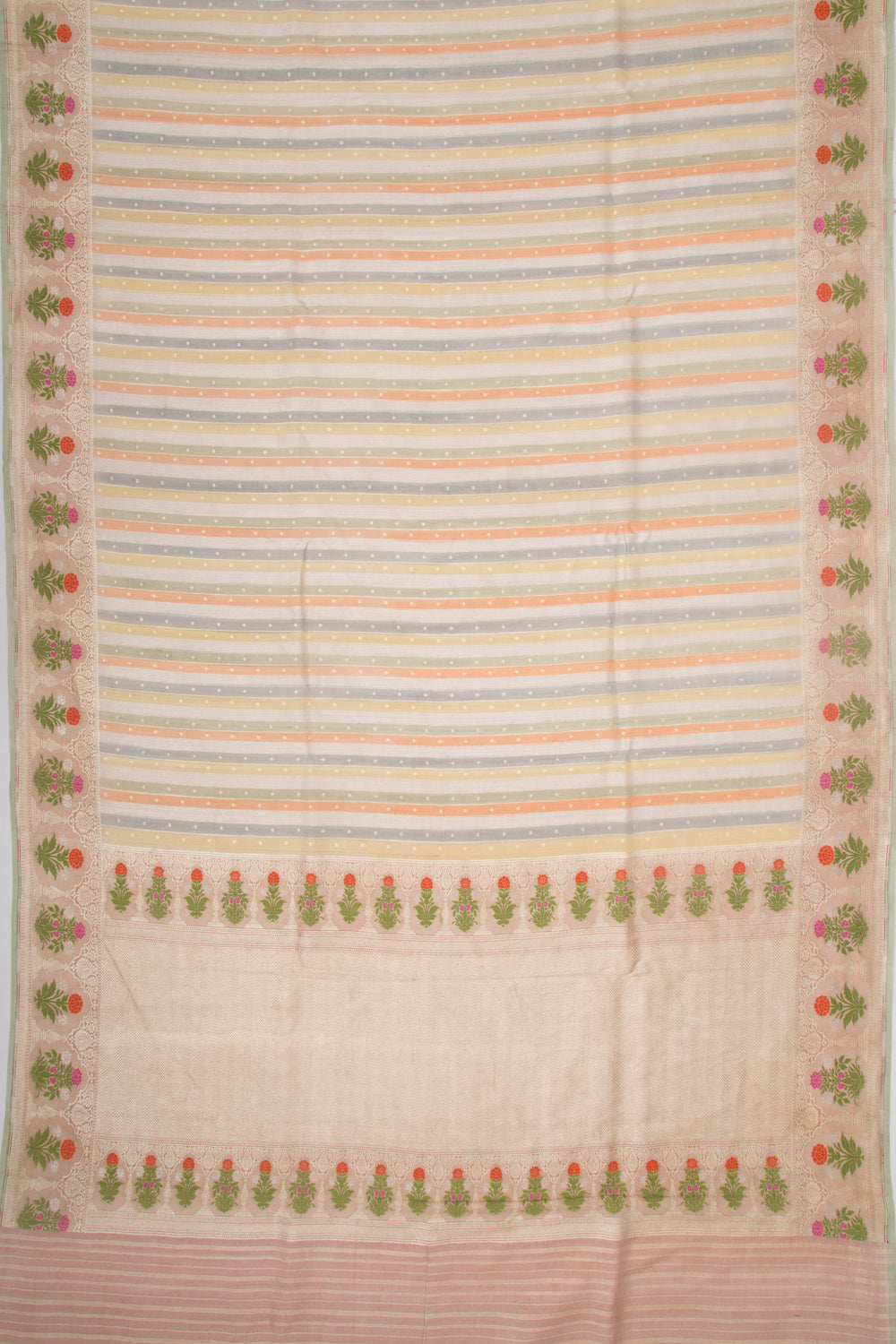 Banarasi Tussar Georgette Vertical Lines Multicolor Saree