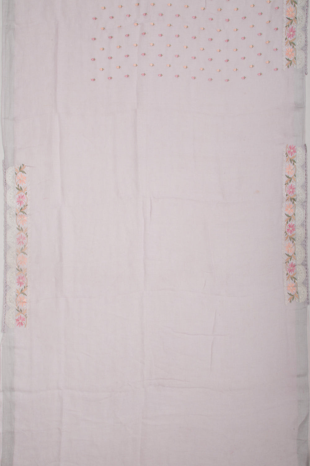Pure Linen Embroidery Butta Lavender Saree