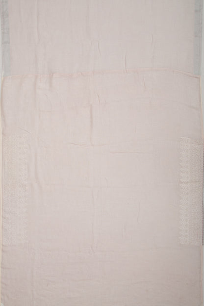 Pure Linen Embroidery Butta Off-White Saree