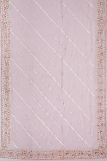Pure Linen Diagonal Lines Pastel Pink Saree