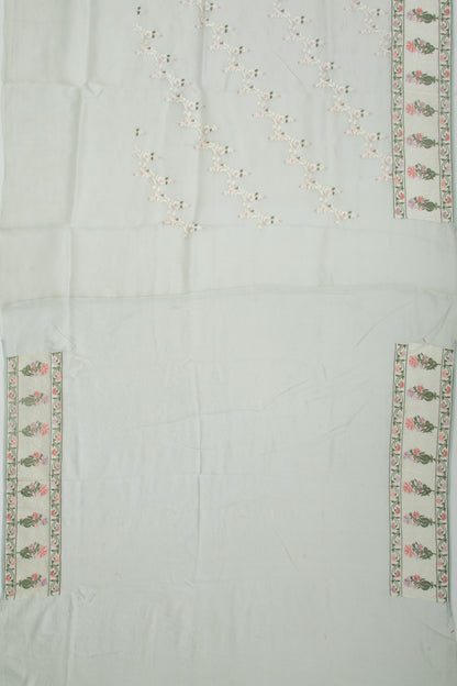 Organza Floral Embroidery Jaal Green Saree