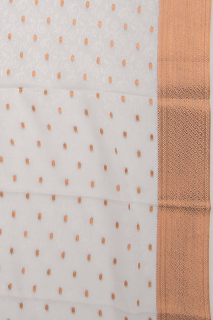 Binny Silk Jacquard And Butta White Saree