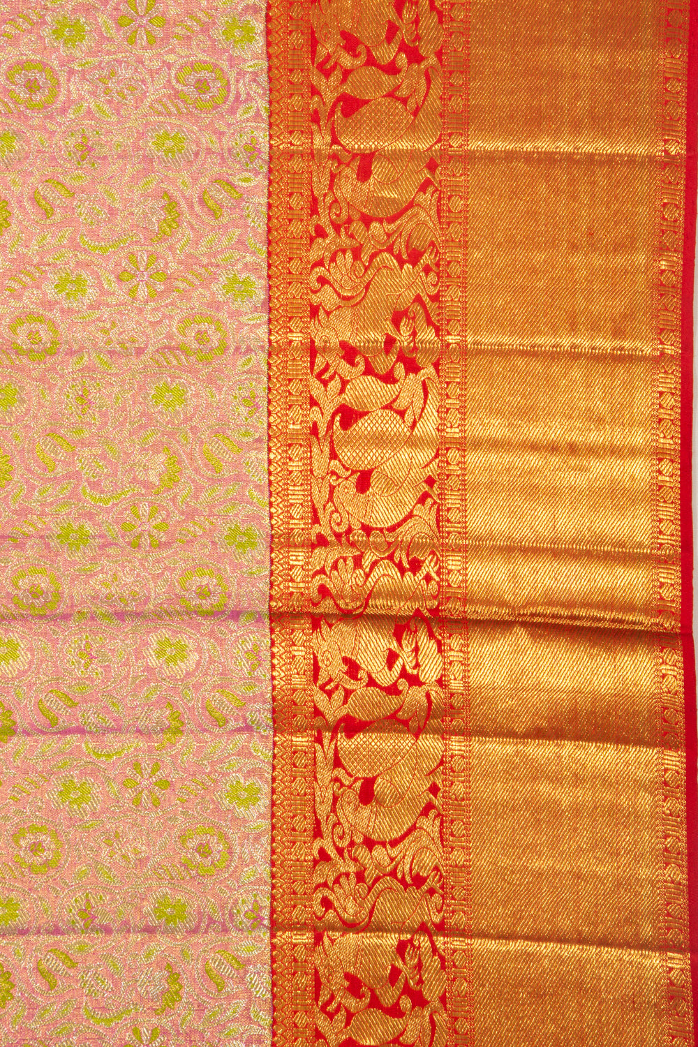 Kanchipuram Silk Tissue Jaal Pink Saree