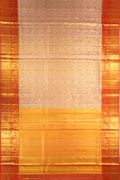 Kanchipuram Silk Tissue Jaal Pink Saree