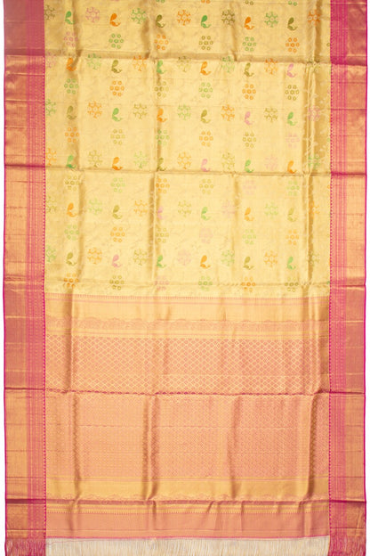 Kanchipuram Silk Tissue Jaal Gold Saree