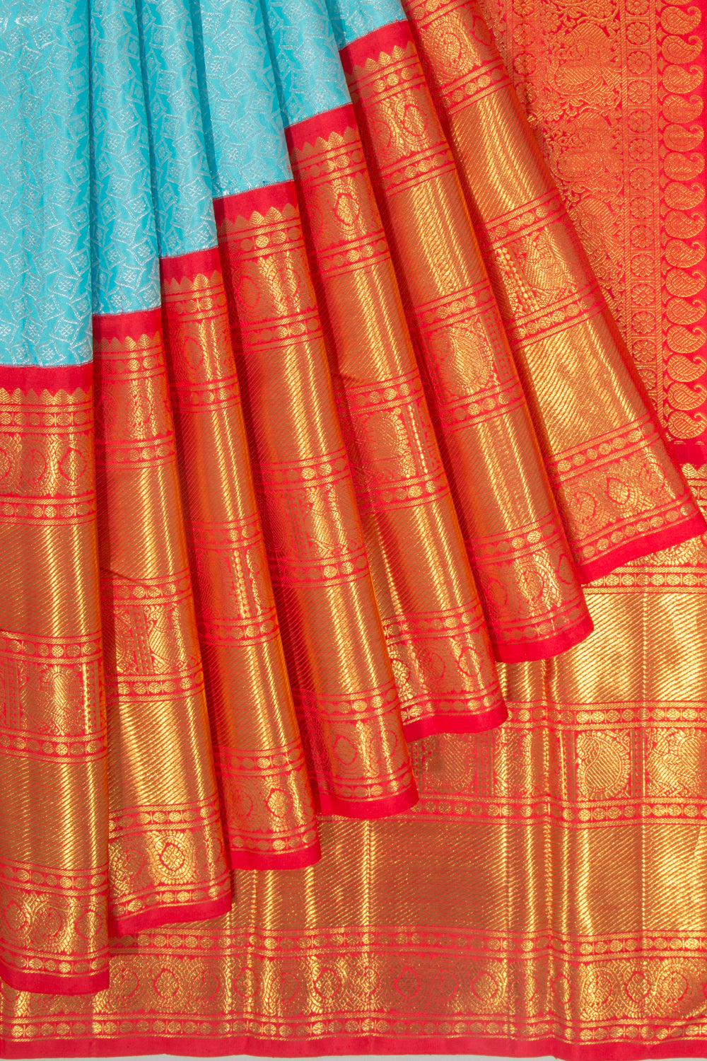 Kanchipuram Silk Brocade Sky Blue Saree