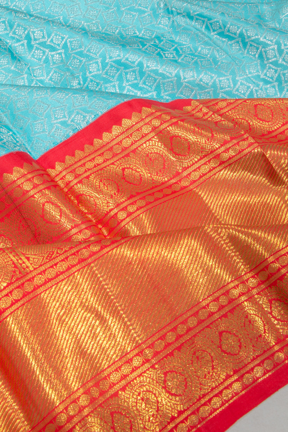 Kanchipuram Silk Brocade Sky Blue Saree