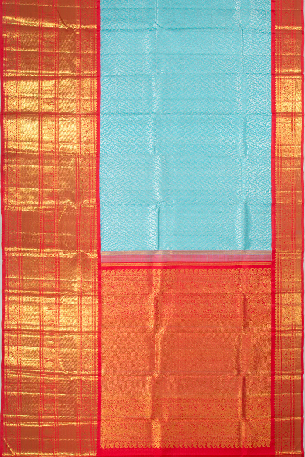 Kanchipuram Silk Brocade Sky Blue Saree