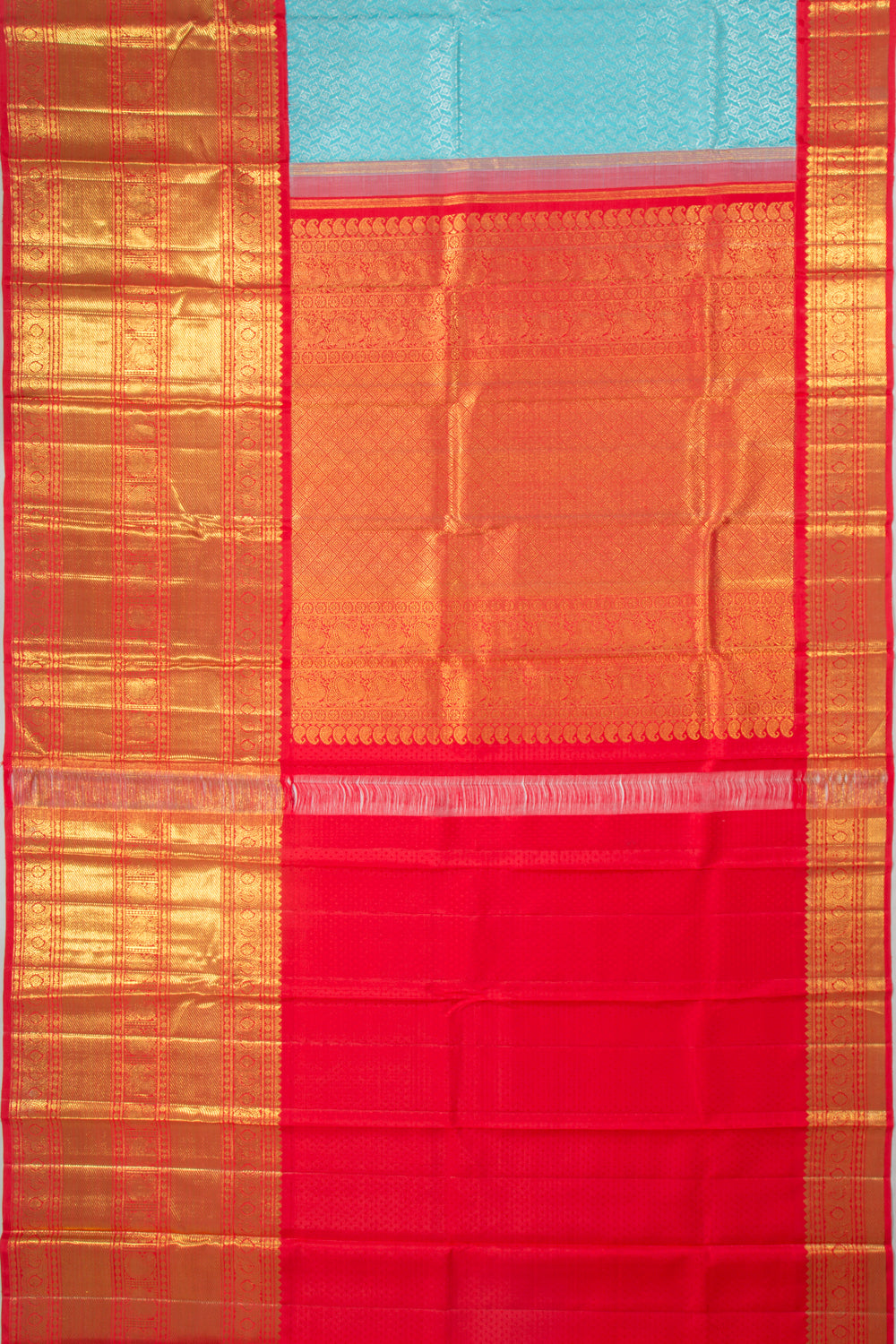 Kanchipuram Silk Brocade Sky Blue Saree