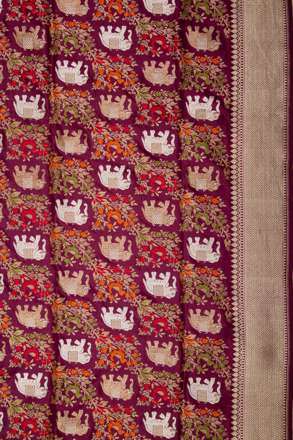 Banarasi Silk Kadwa Jaal Burgundy Saree