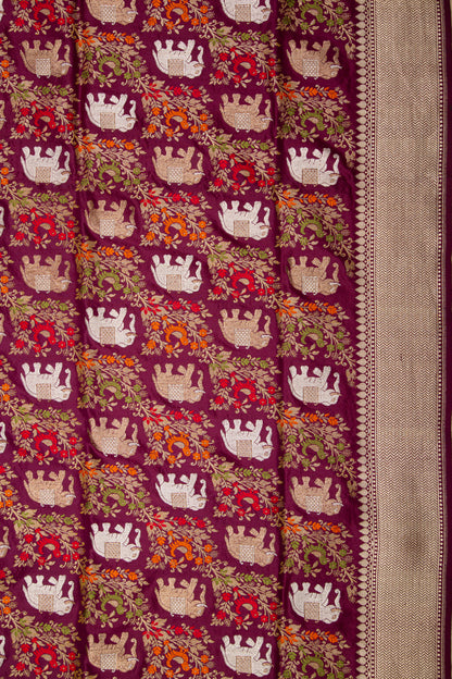Banarasi Silk Kadwa Jaal Burgundy Saree