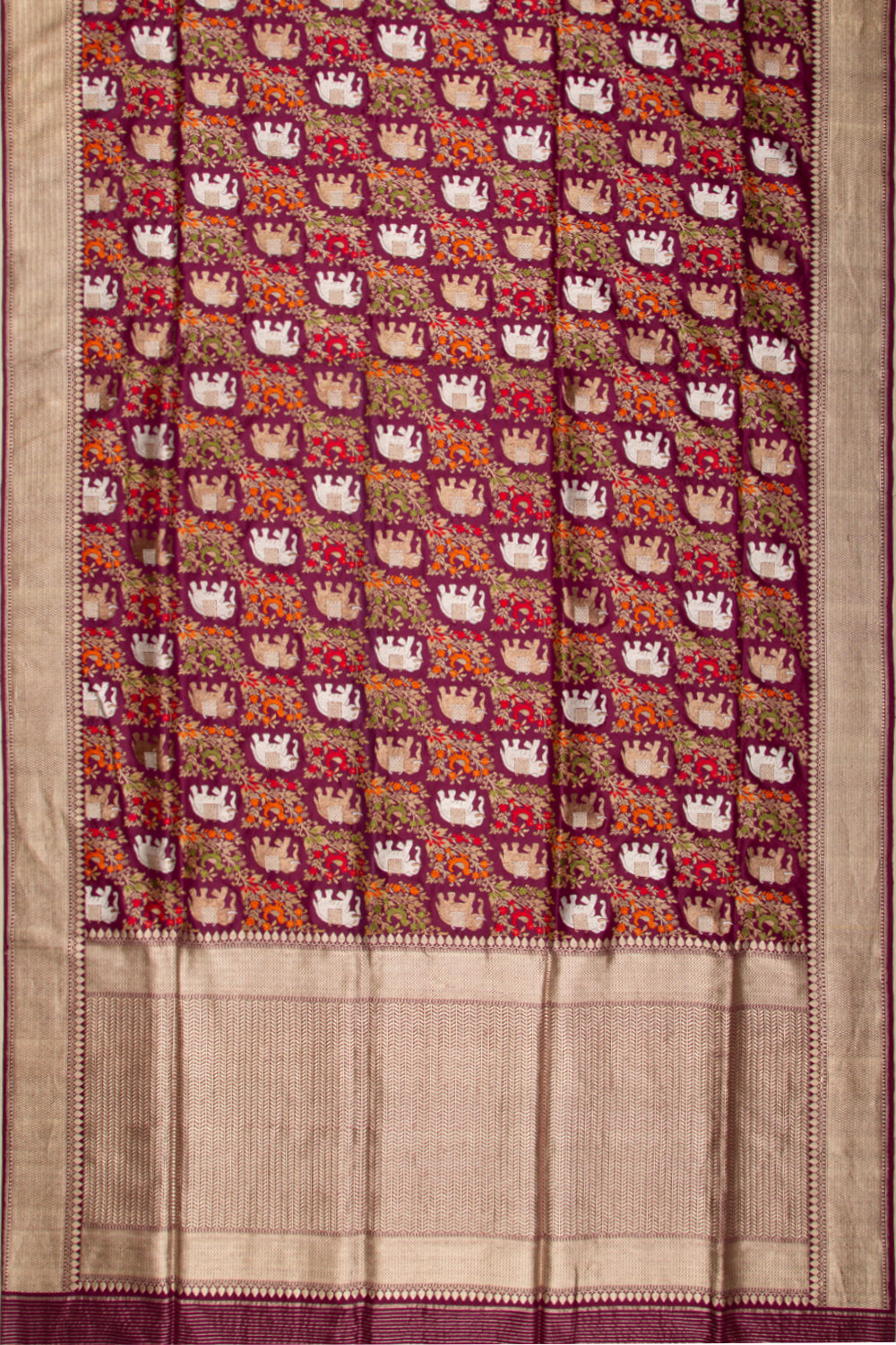 Banarasi Silk Kadwa Jaal Burgundy Saree