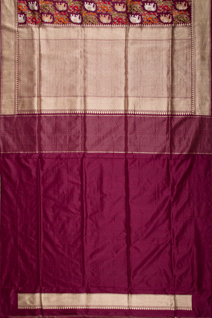 Banarasi Silk Kadwa Jaal Burgundy Saree