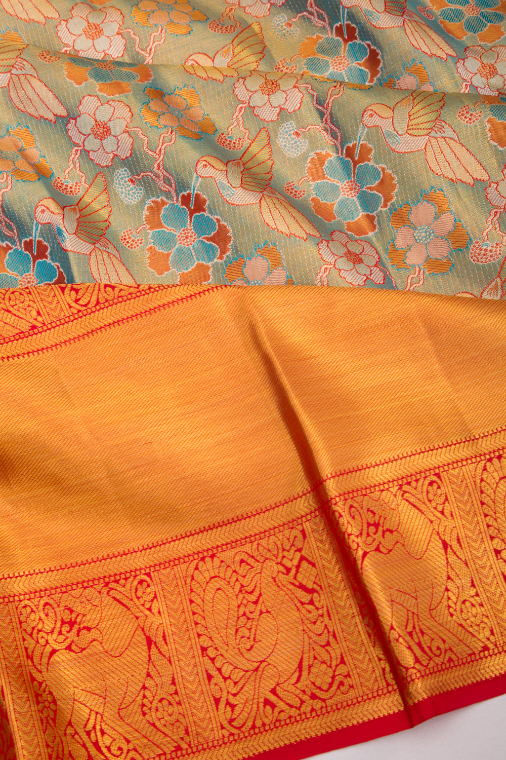 Taranga Kanchi Silk Tissue Brocade Blue Saree