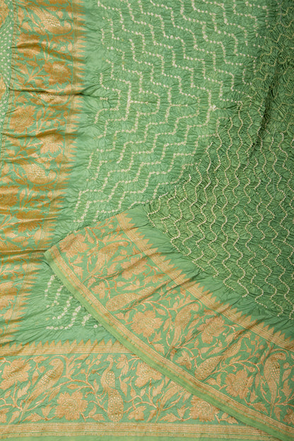 Banarasi Georgette Bandhani Pastel Green Saree