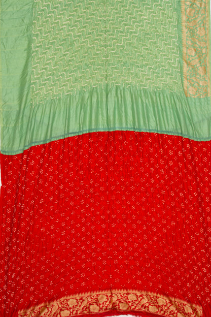 Banarasi Georgette Bandhani Pastel Green Saree