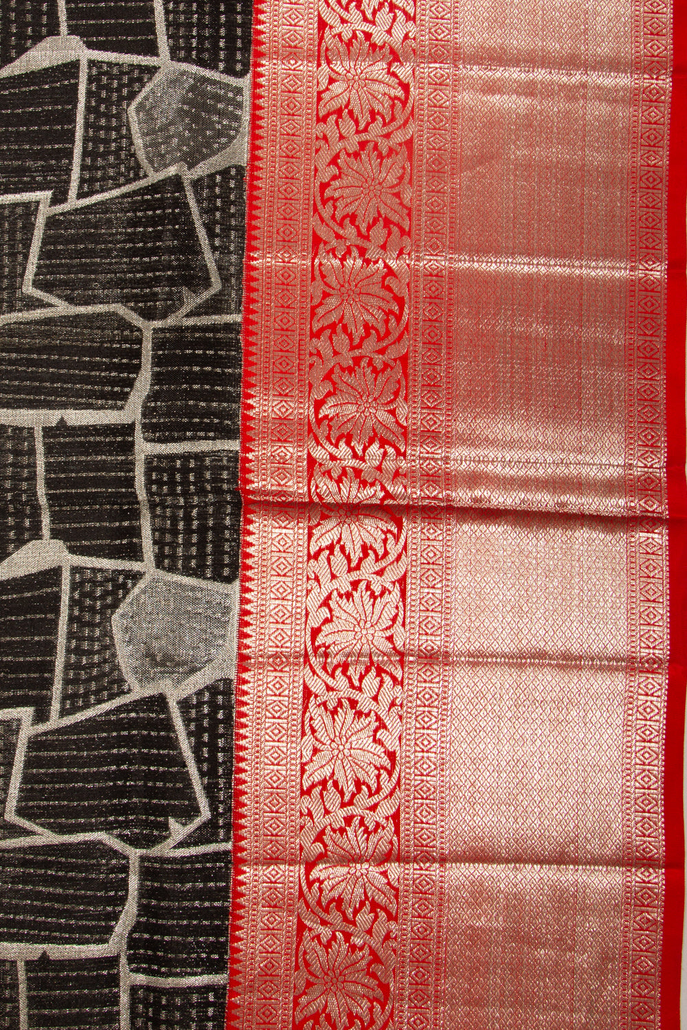 Kanchipuram Silk Geometrical Brocade Black Saree