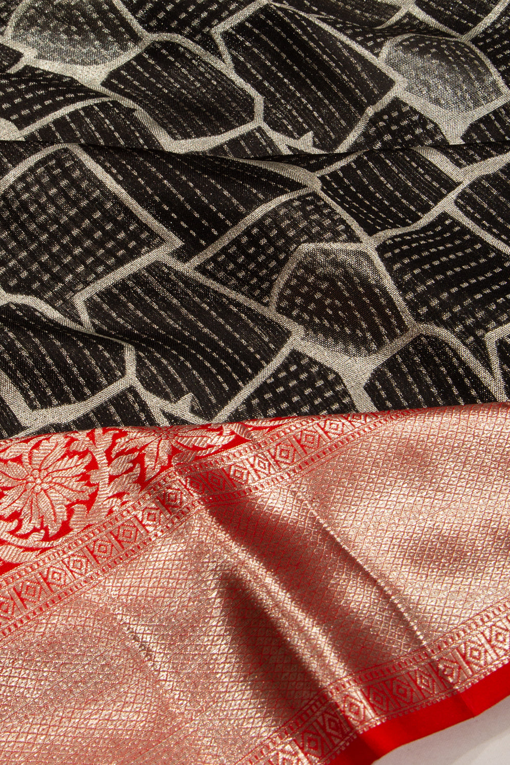 Kanchipuram Silk Geometrical Brocade Black Saree