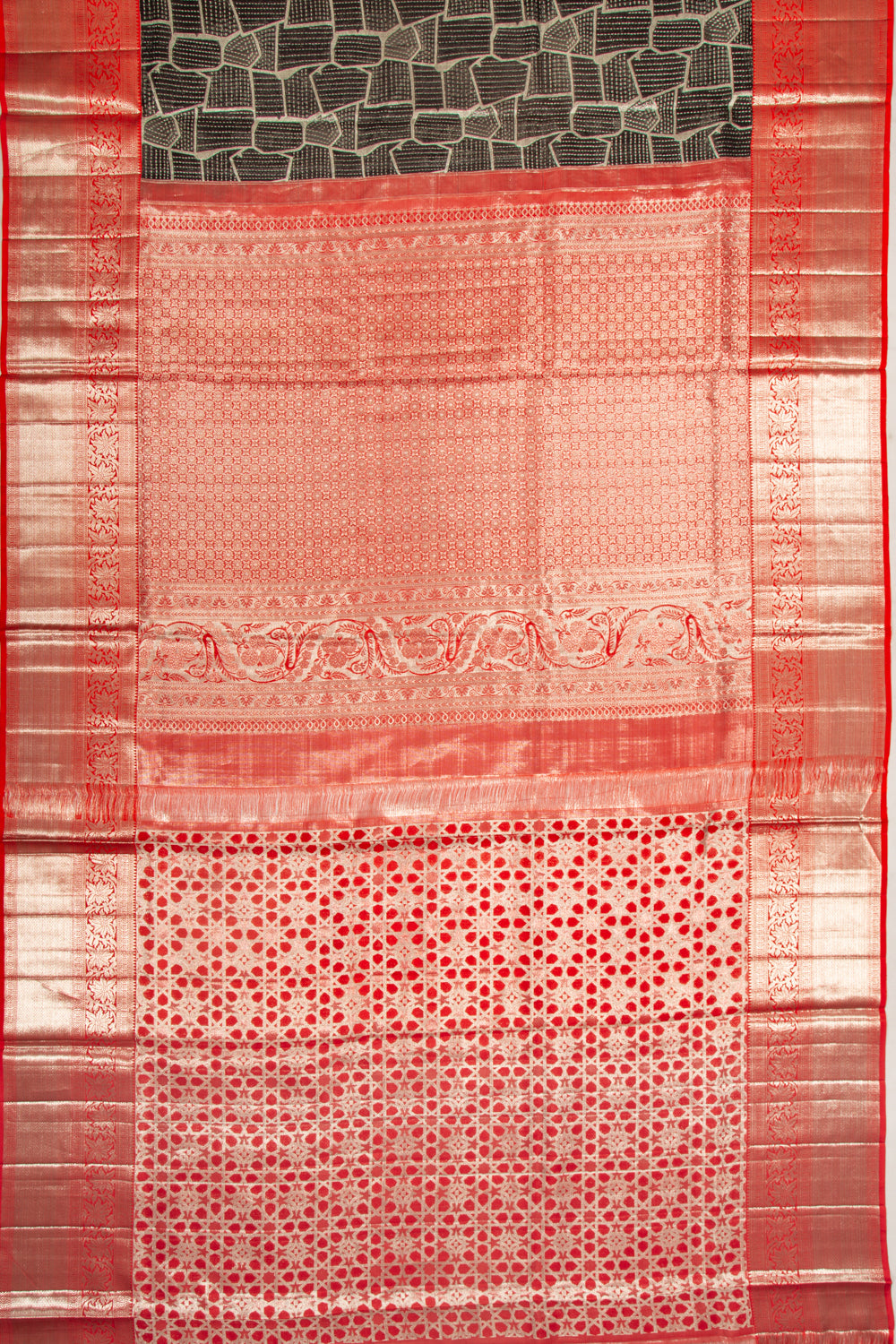 Kanchipuram Silk Geometrical Brocade Black Saree