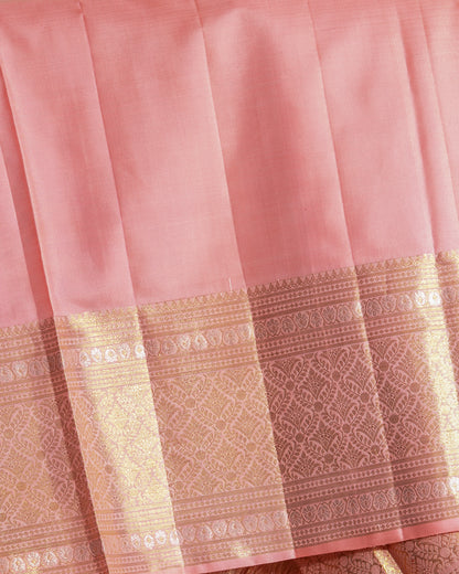Kanchipuram Silk Jaal Baby Pink Saree