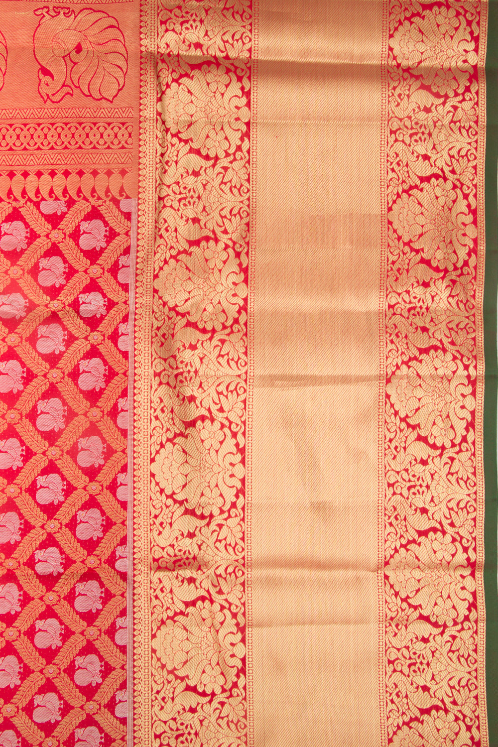 Taranga Kanchi Silk Criss-Cross Checks Red Saree