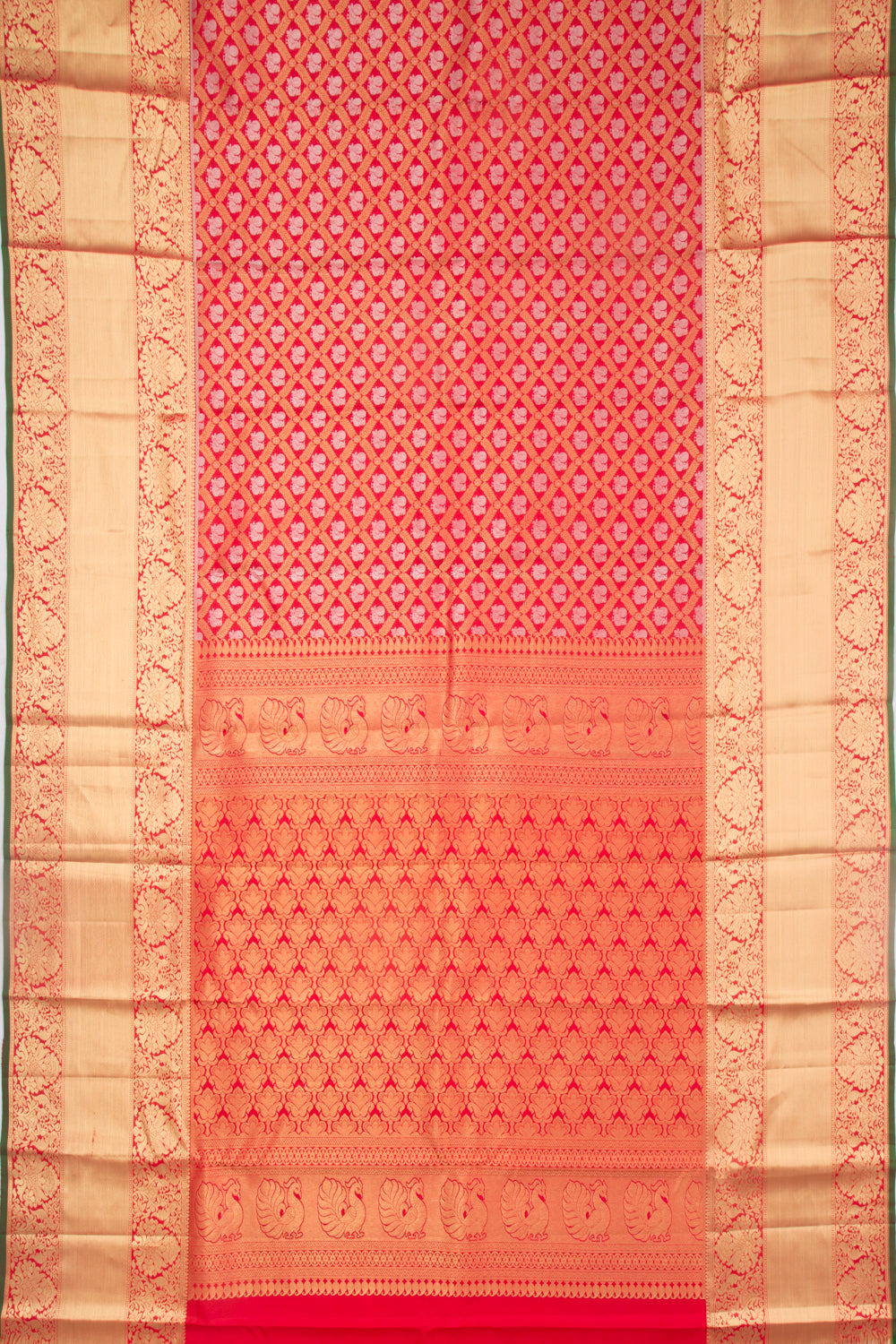 Taranga Kanchi Silk Criss-Cross Checks Red Saree