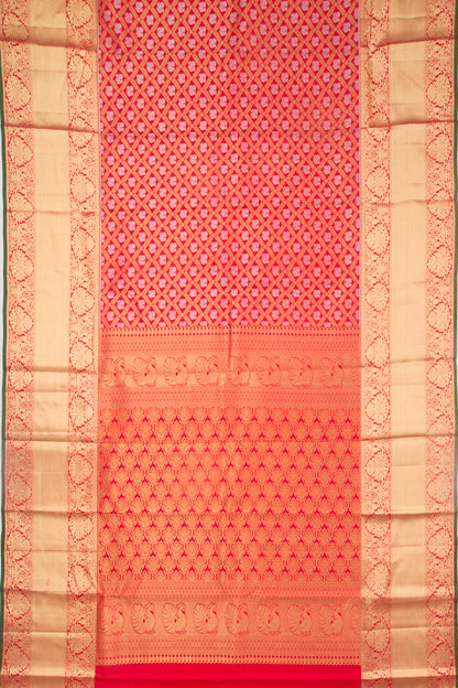 Taranga Kanchi Silk Criss-Cross Checks Red Saree