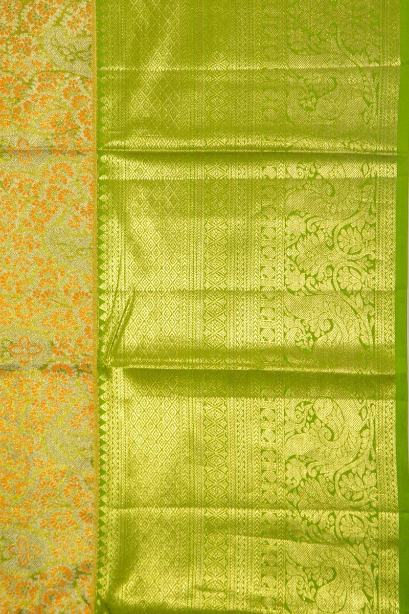 Taranga Kanchi Silk Tissue Brocade Green Saree