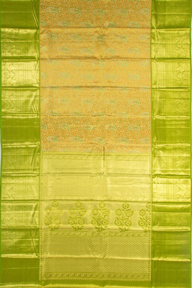 Taranga Kanchi Silk Tissue Brocade Green Saree