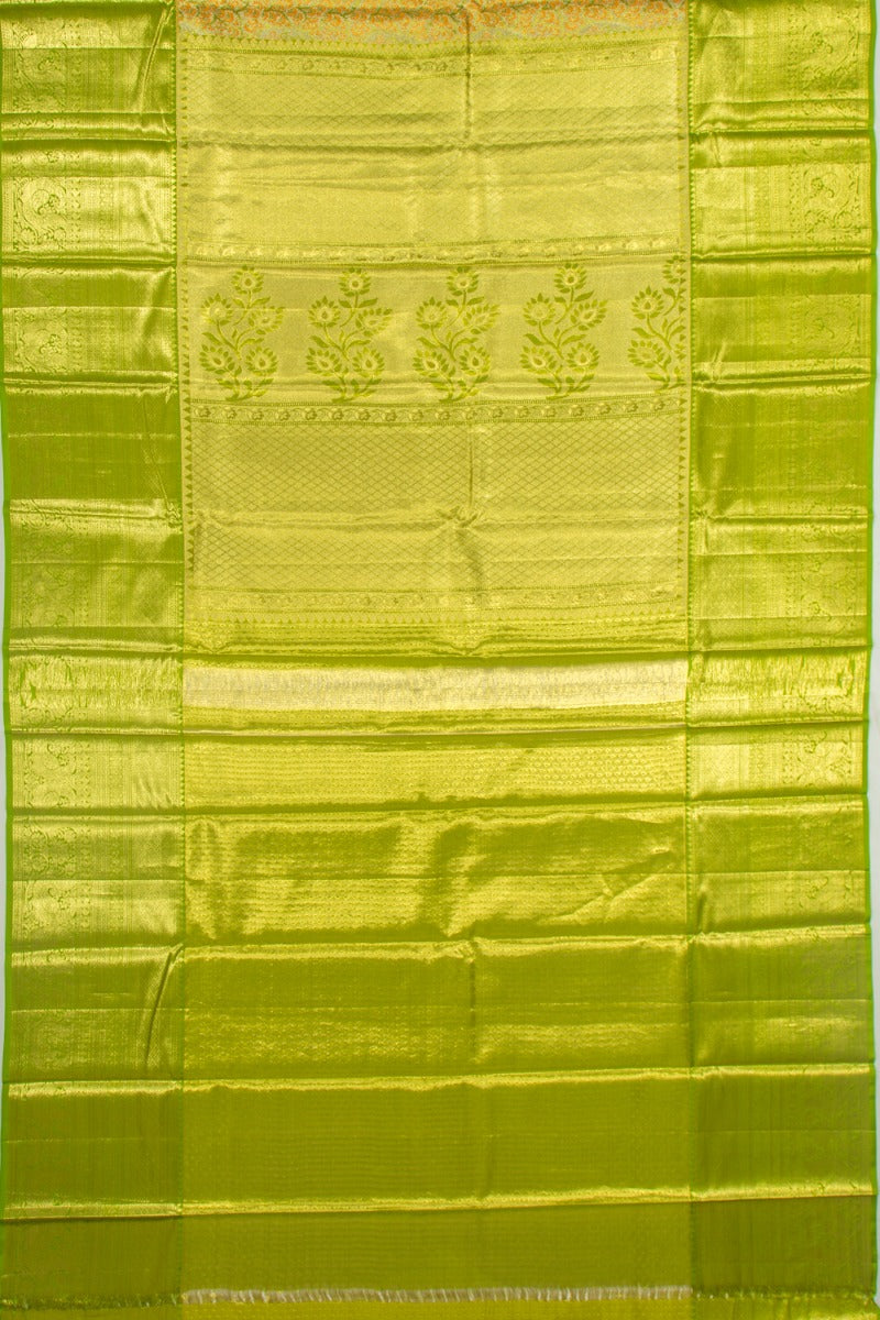 Taranga Kanchi Silk Tissue Brocade Green Saree
