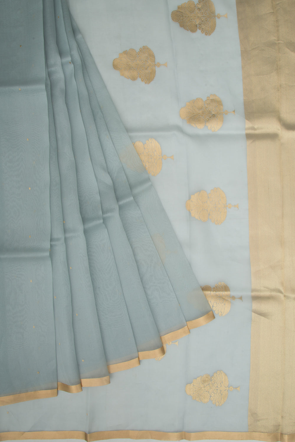 Banarasi Kora Organza Butta Blue Saree
