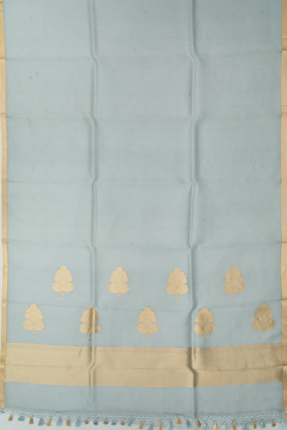 Banarasi Kora Organza Butta Elephant Grey Saree