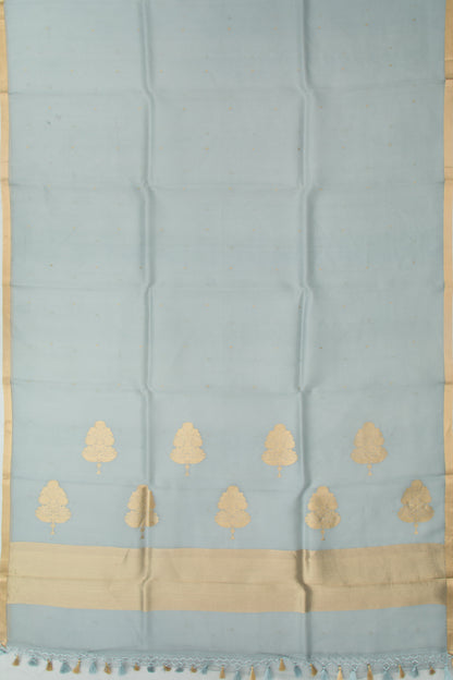 Banarasi Kora Organza Butta Elephant Grey Saree