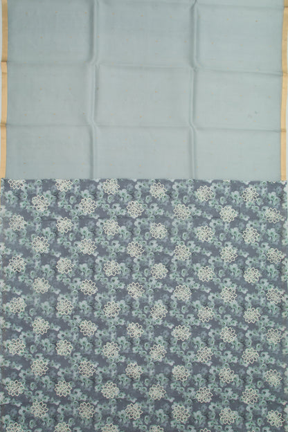 Banarasi Kora Organza Butta Elephant Grey Saree