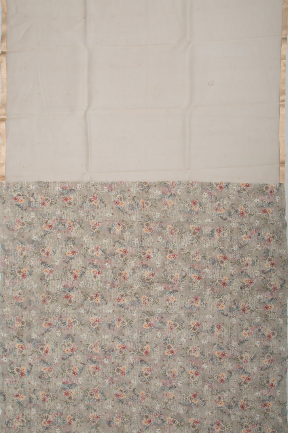 Banarasi Kora Organza Butta Cream Saree