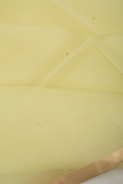 Banarasi Kora Organza Butta Lemon Yellow Saree