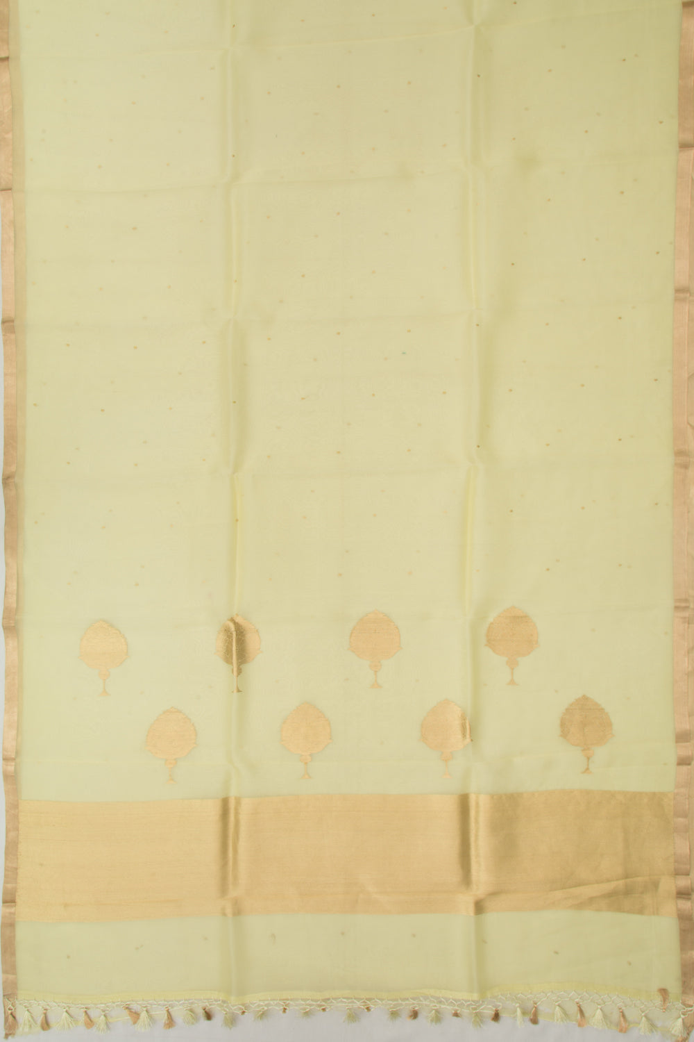 Banarasi Kora Organza Butta Lemon Yellow Saree