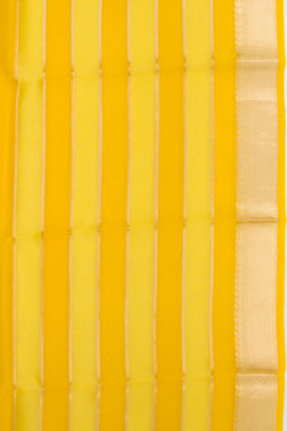 Organza Horizontal Lines Yellow Saree