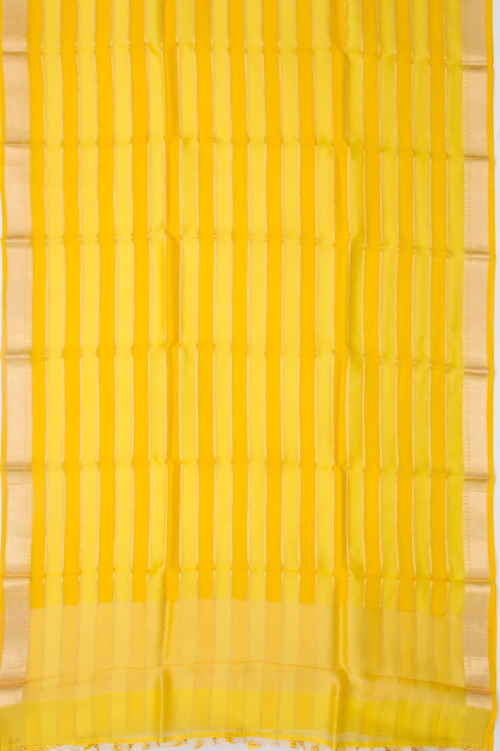 Organza Horizontal Lines Yellow Saree