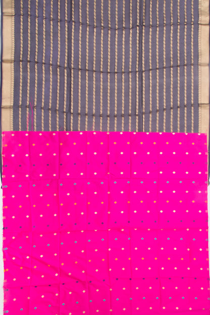 Organza Horizontal Lines Dark Blue Saree