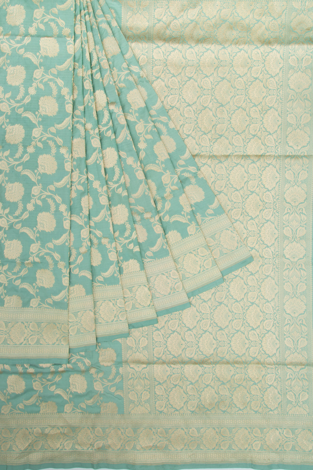 Banarasi Silk Phekwa Jaal Pastel Green Saree