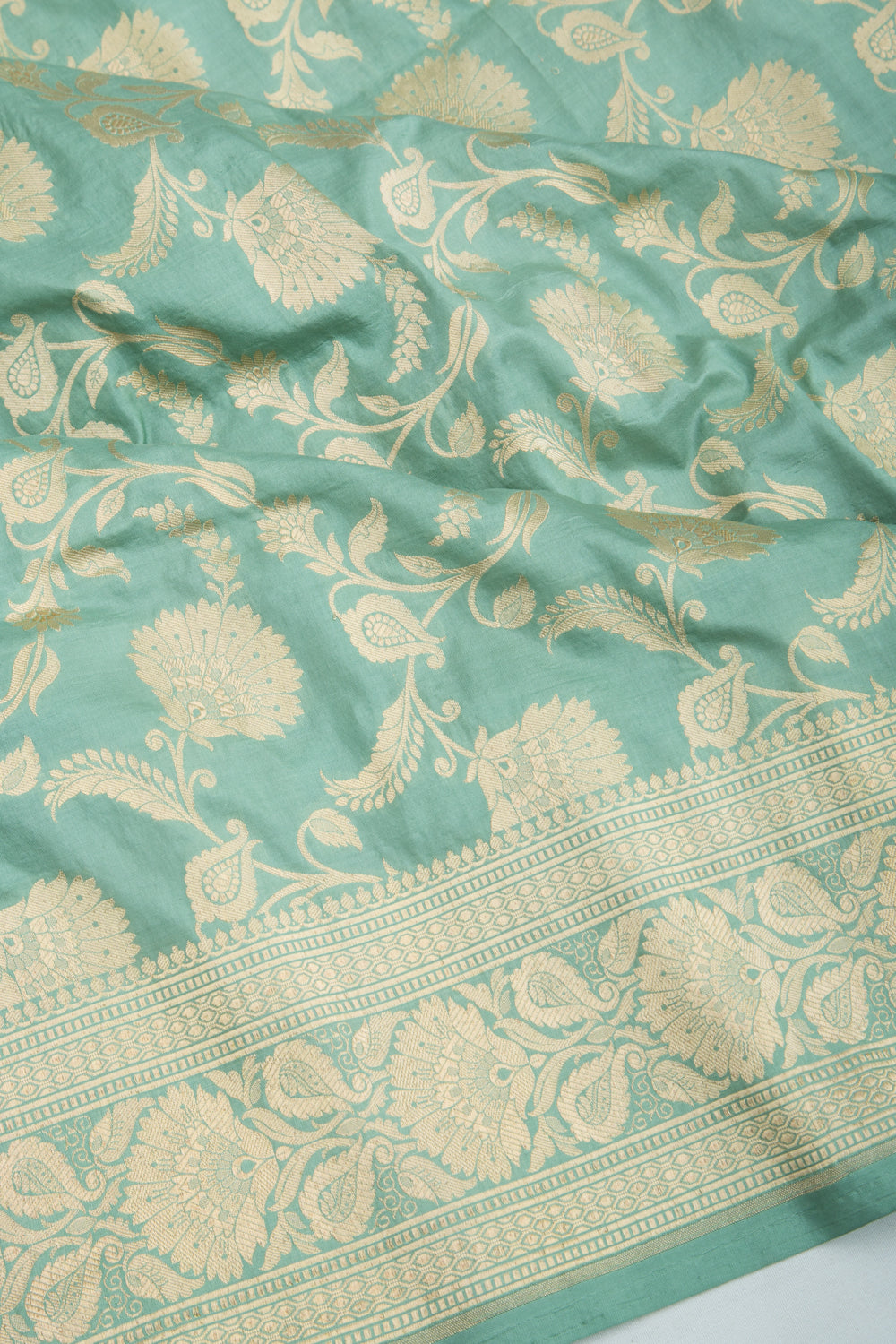 Banarasi Silk Phekwa Jaal Pastel Green Saree