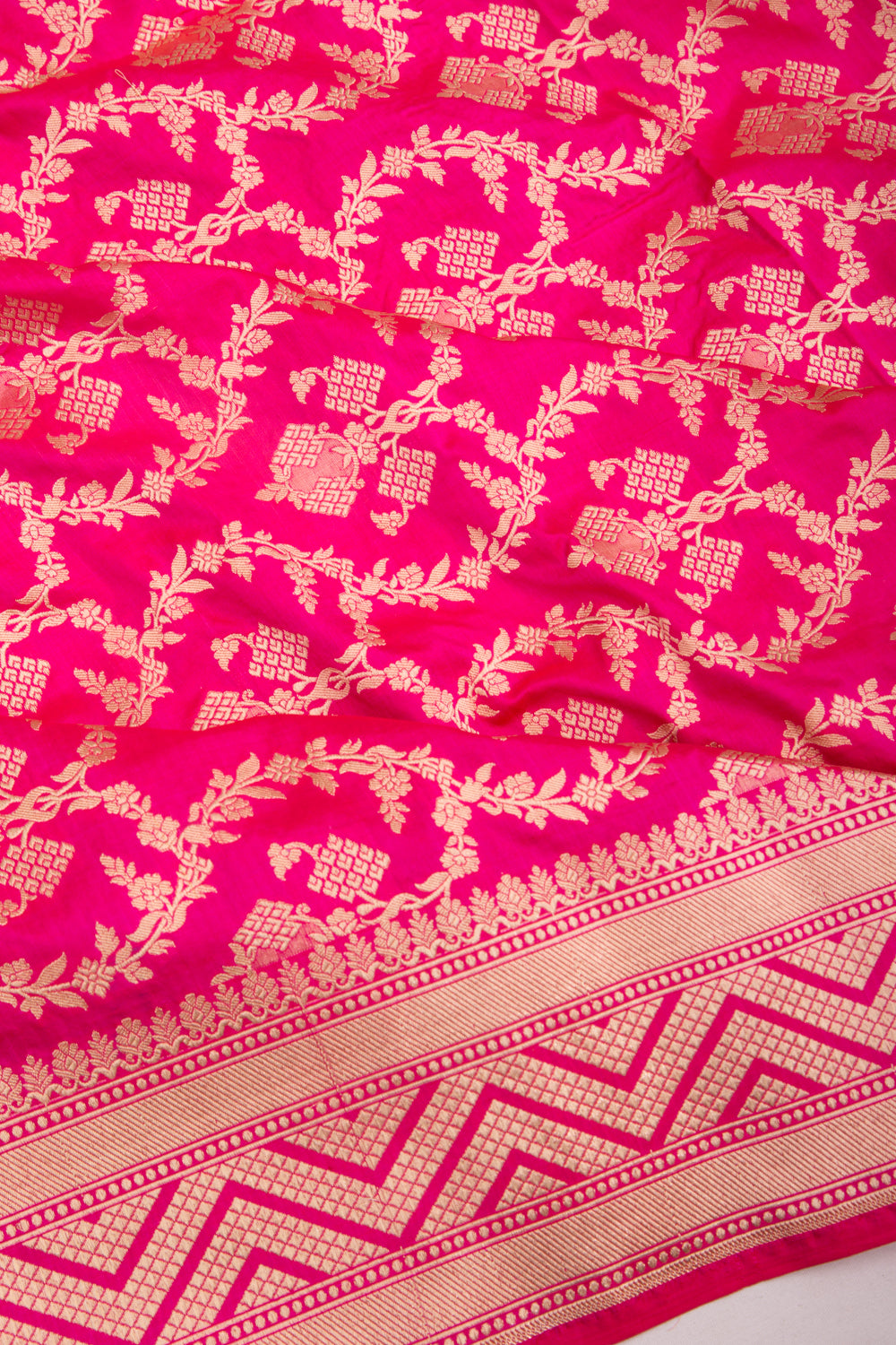 Banarasi Silk Phekwa Jaal Pink Saree