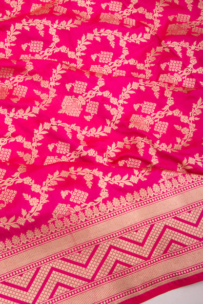 Banarasi Silk Phekwa Jaal Pink Saree