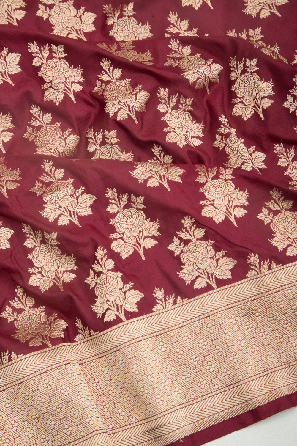 Banarasi Silk Phekwa Butta Maroon Saree