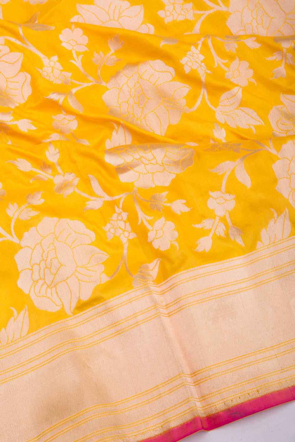 Banarasi Silk Phekwa Jaal Yellow Saree