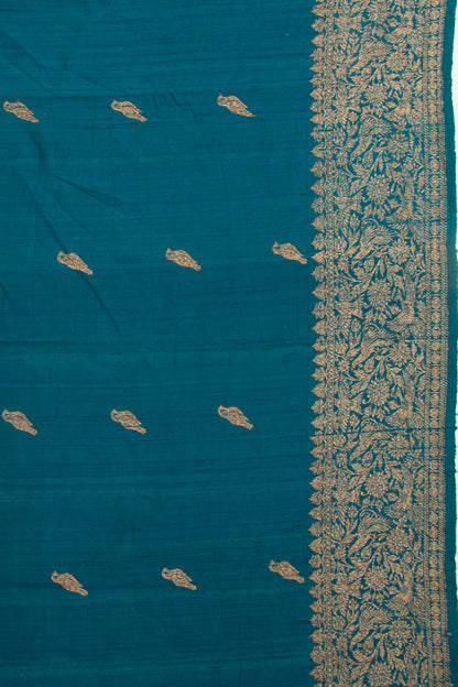 Bhagalpuri Tussar Butta Teal Blue Saree
