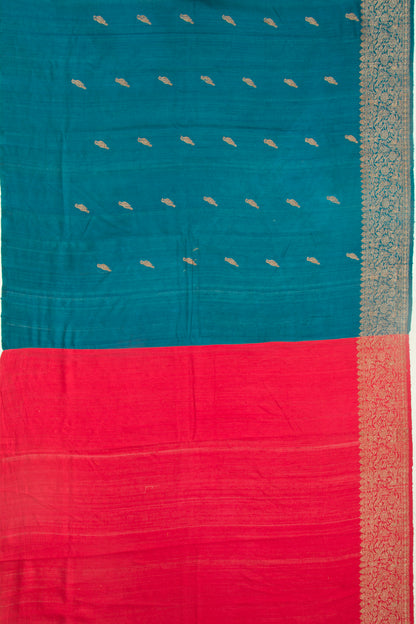 Bhagalpuri Tussar Butta Teal Blue Saree