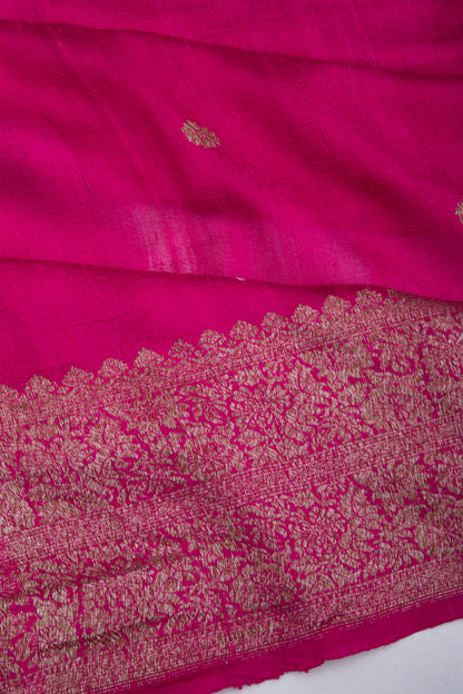 Bhagalpuri Tussar Butta Pink Saree