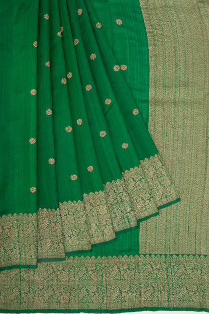 Bhagalpuri Tussar Butta Green Saree